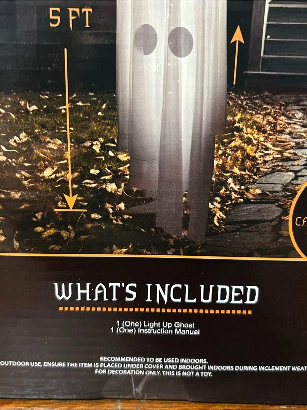 Light-Up Ghost Halloween Decor 5ft Tall LED Spooky Standing Prop w/ Timer NIB